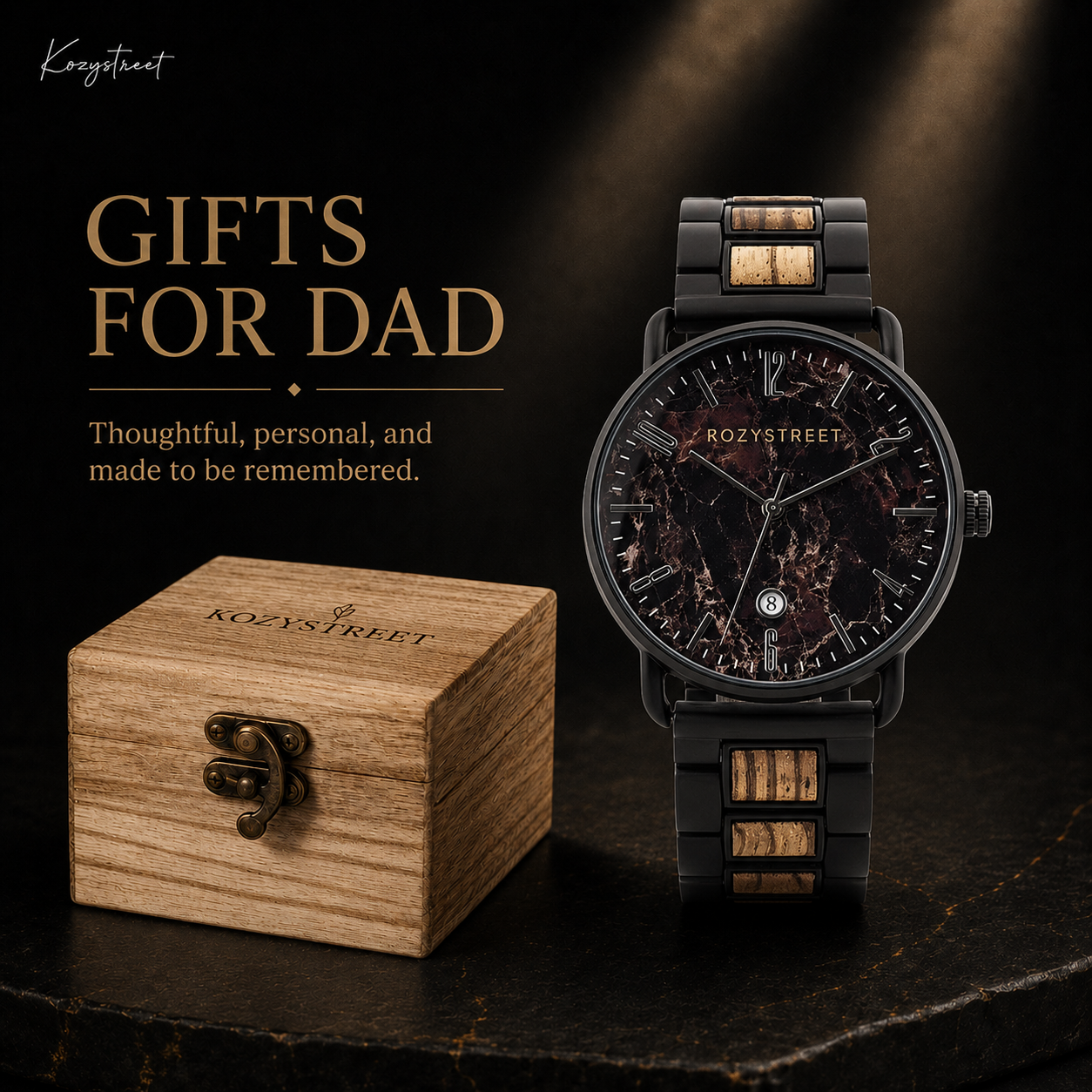 Personalized wooden watch gift for dad