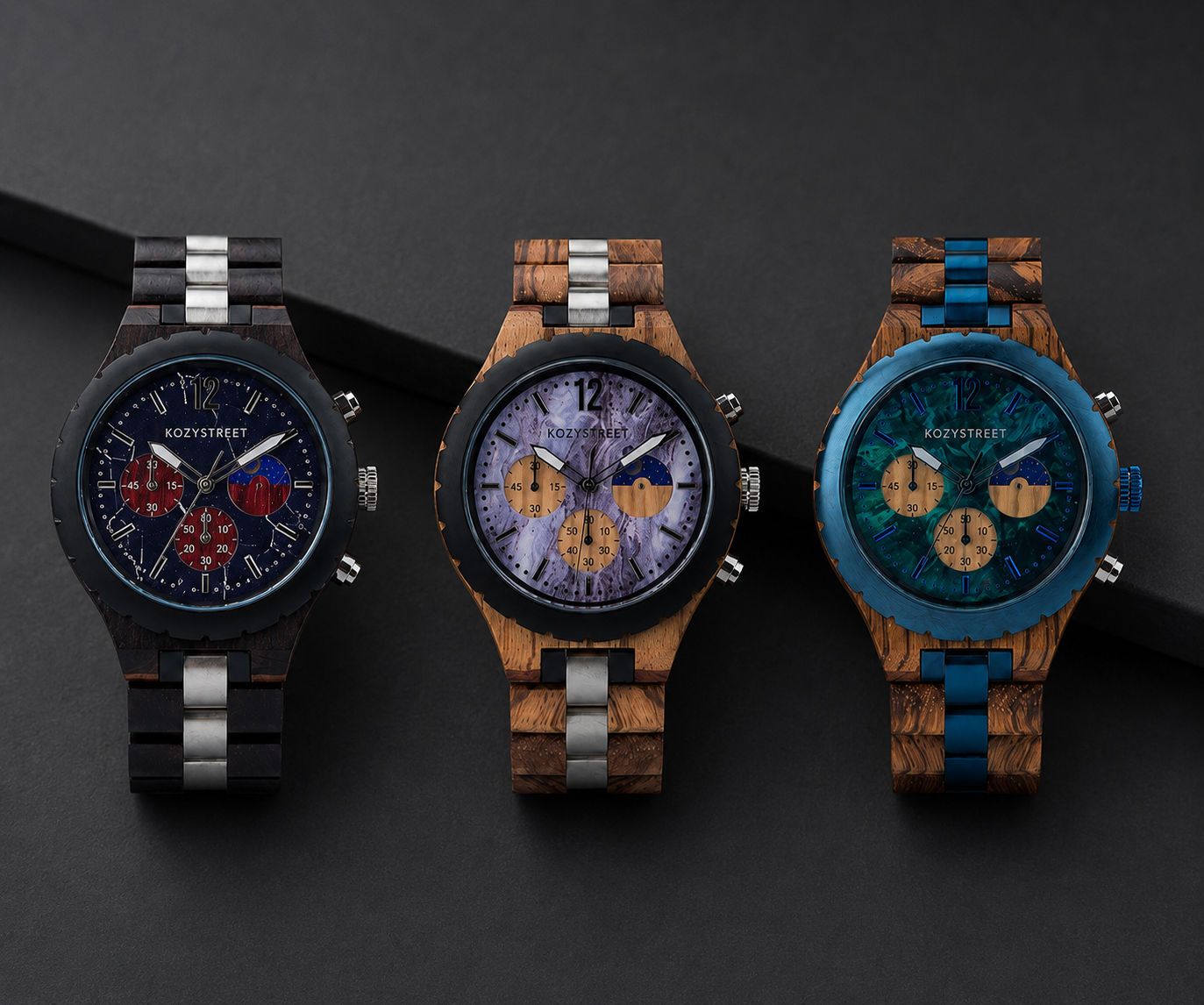 Best-selling Kozystreet personalized wooden watch color options